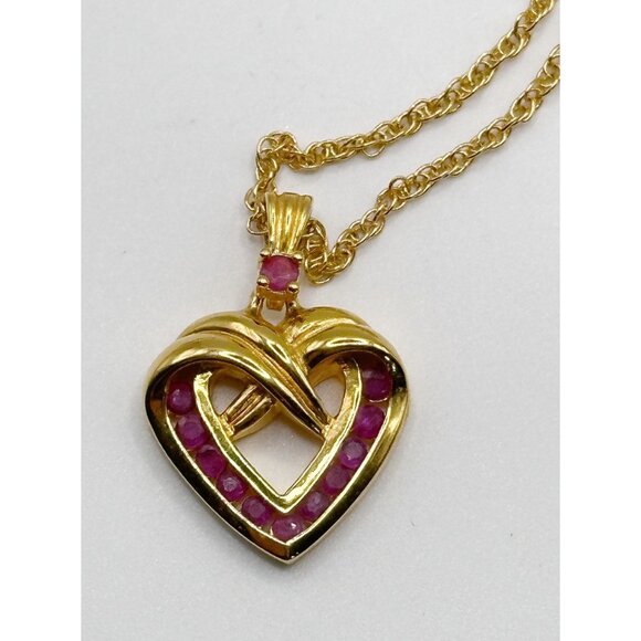 The Danbury Mint Necklace Yellow 14K Gold Plated Dozen Rubies - Picture 2 of 5